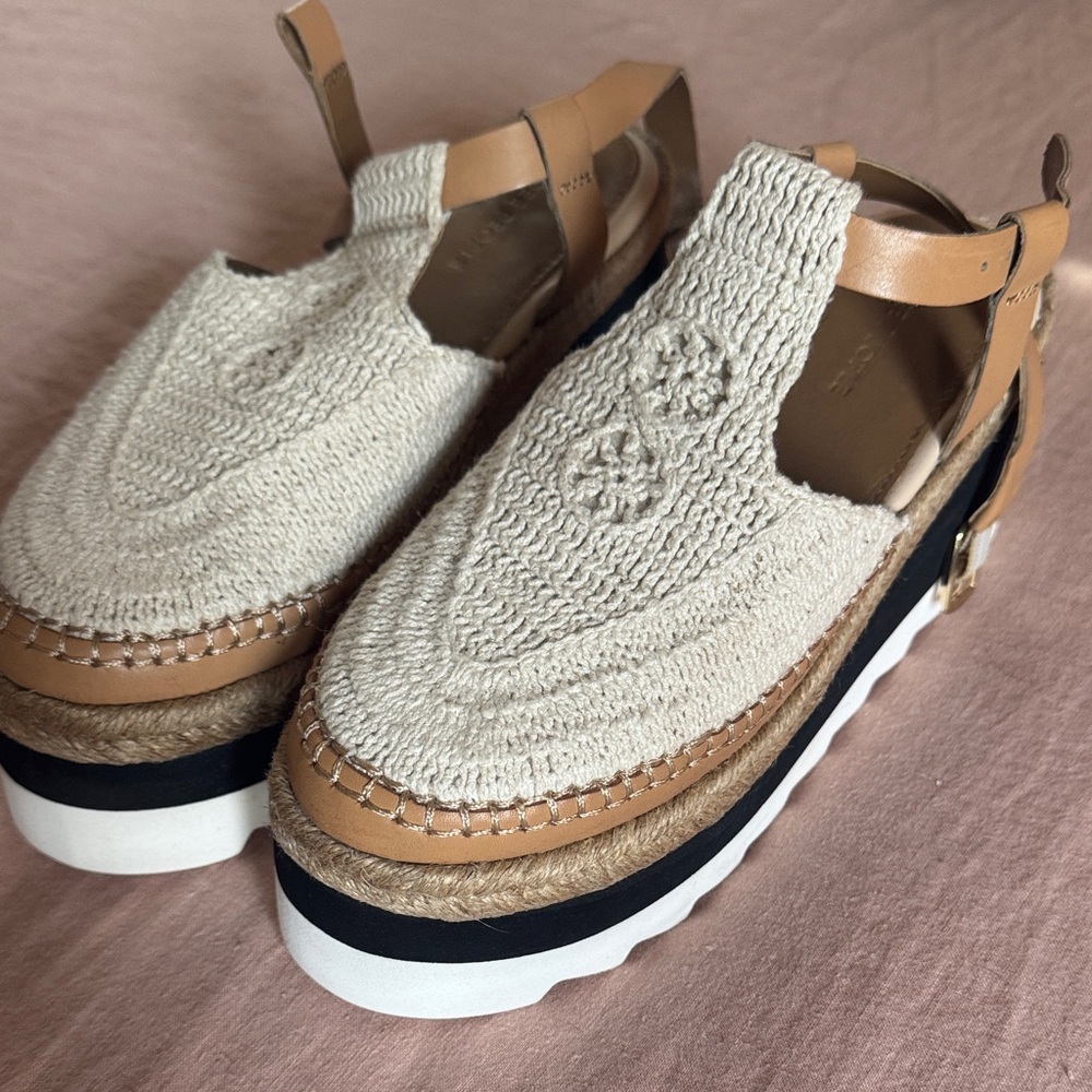Free People Cream and Tan Espadrille Shoes